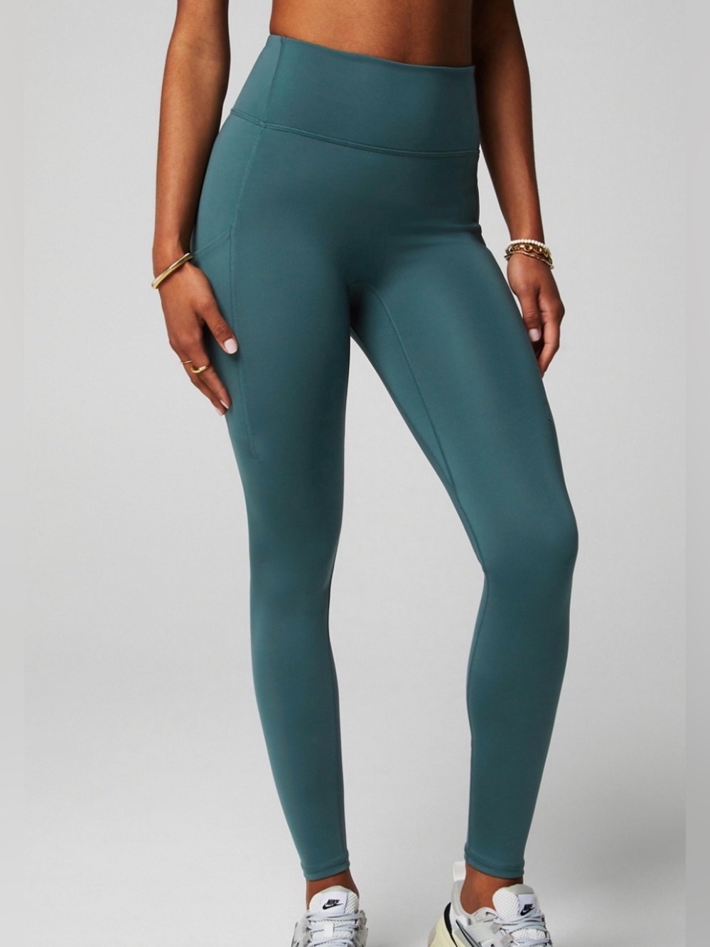 Fabletics Anywhere Motion 365+ High Waisted Pocket Leggings XL Teal Green Yoga
